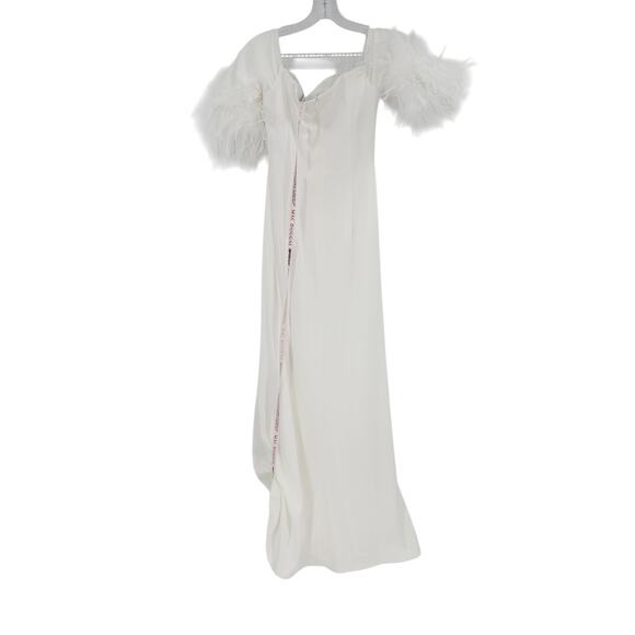 MAC DUGGAL Dress Size 4 Evening Gown NEW White Feather Trim Off The Shoulder - Picture 6 of 9